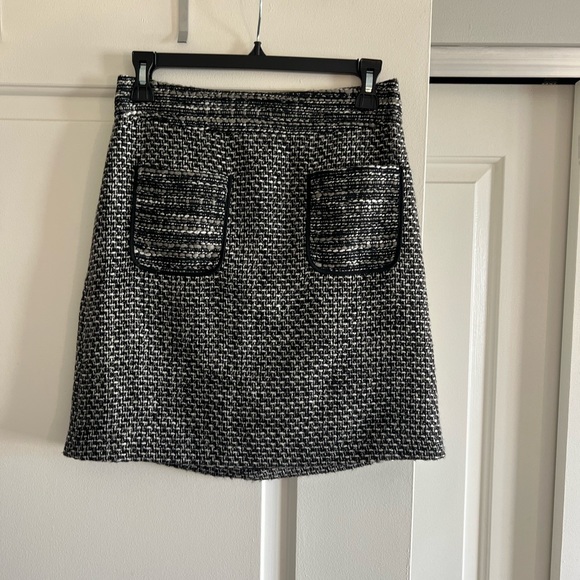 NWT-Loft Black Grey Tweed Pockets Zipper Pencil Skirt- Petite 0P - Picture 8 of 10